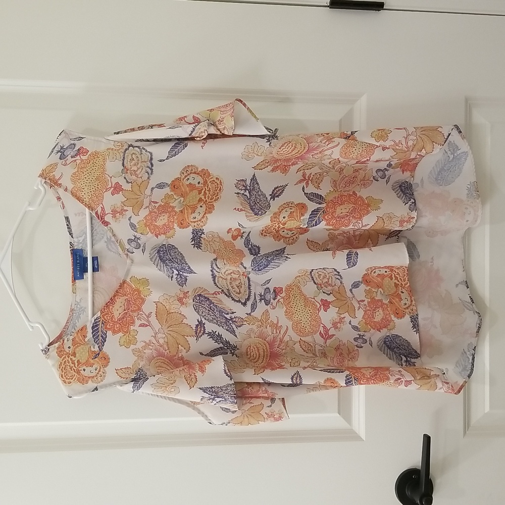 Antibes Blanc Cold Shoulder Flowy Floral Spring Summer Top